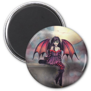 Victoria Vampire Fairy with Cat Halloween Art Magnet