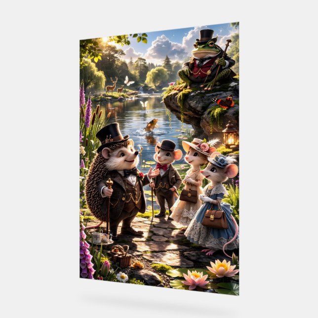 Victoria Woodland animals tea party secret garden Acrylic Sign (Angle)