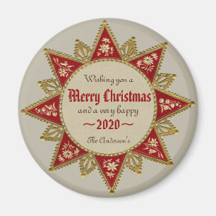 Victorian 16-point red gold Christmas star CC0964 Magnet