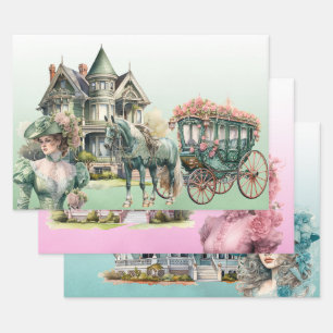 Victorian 3 piece gift wrap set