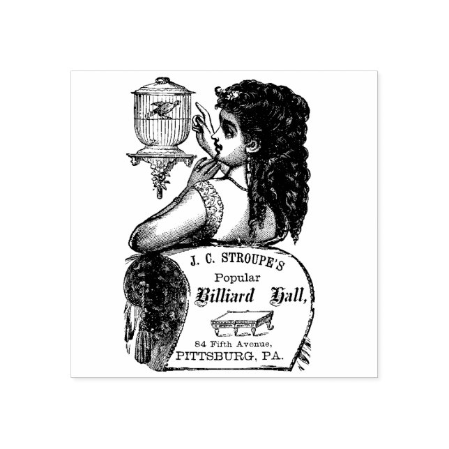 Victorian advertising Billiard Hall Pittsburgh Pa. Rubber Stamp (Imprint)