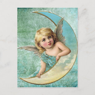 Victorian Angel and Moon Vintage Illustration Postcard