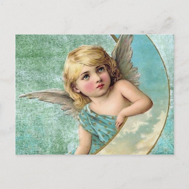 Victorian Angel and Moon Vintage Illustration Postcard (Front)