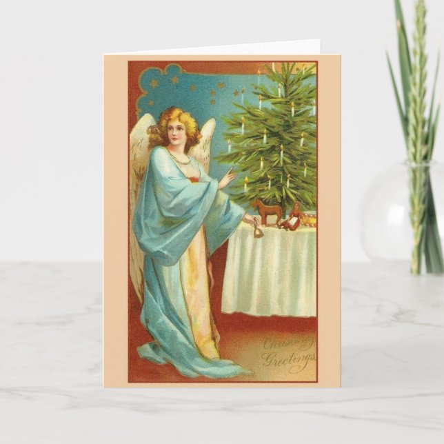 Victorian Angel Christmas Greeting Card (Front)