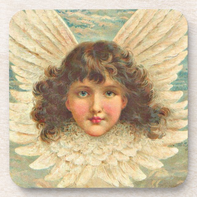 Victorian angel print coaster (Front)