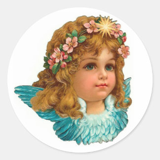 Victorian Angel Vintage Floral Easter Classic Round Sticker