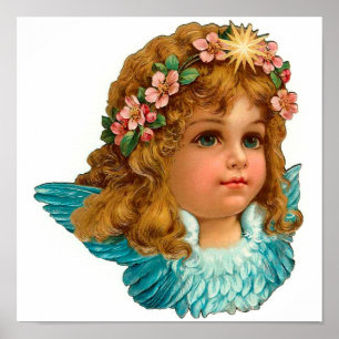 Victorian Angel Vintage Floral Easter Poster