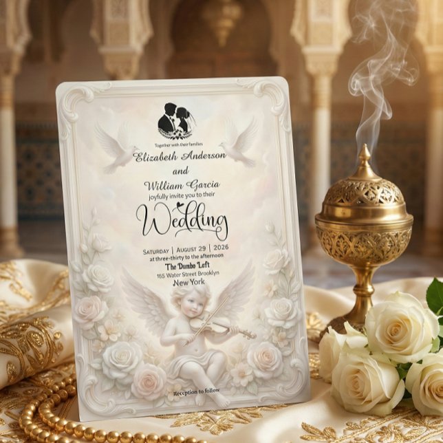 Victorian Angelic Cherub & Ethereal Doves Wedding Invitation (Creator Uploaded)