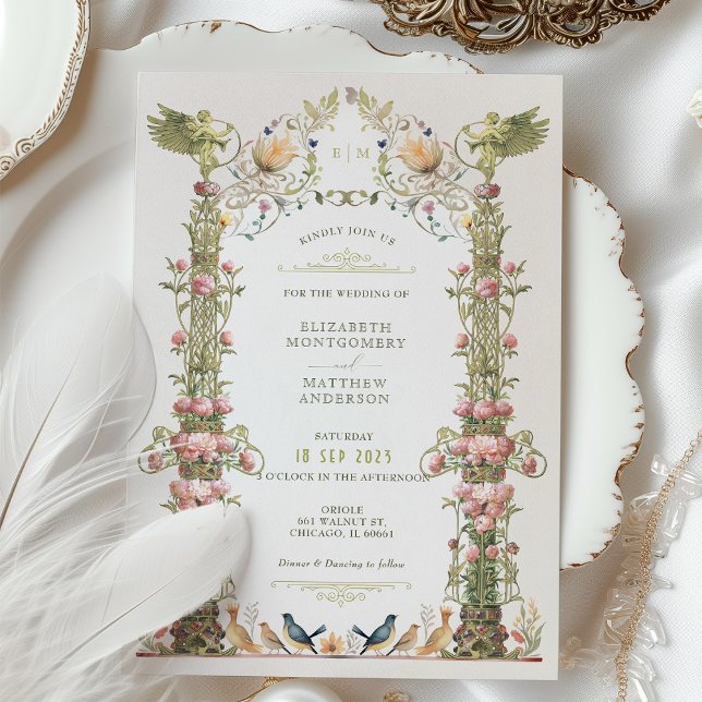 Victorian Angelic Garden Floral Wedding Invitation (Creator Uploaded)