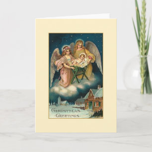 Victorian Angels and Baby Jesus Christmas Card