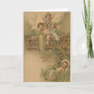 Victorian Angels and Baby Jesus Christmas Card
