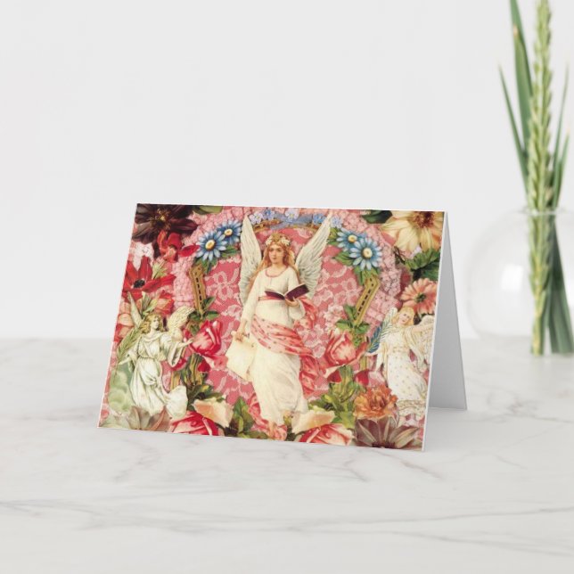 Victorian Angels and Flowers Collage Card (Front)