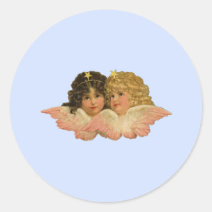 Victorian Angels Baby Blue Classic Round Sticker