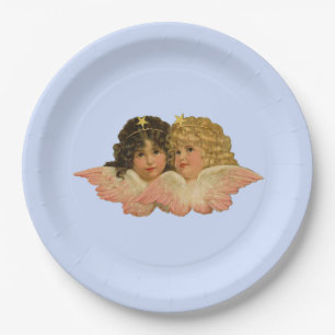 Victorian Angels Baby Blue Paper Plate