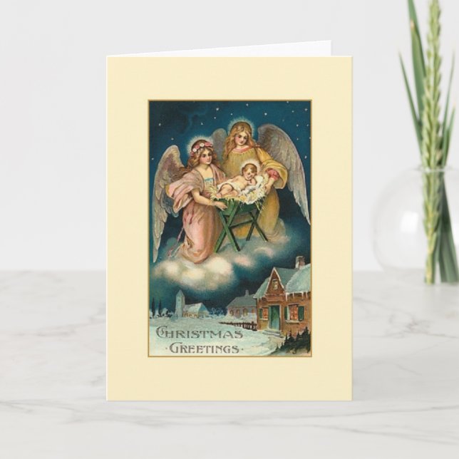 Victorian Angels Religious Christmas Card (Front)