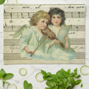 Victorian Angels Violin and Sheet Music Tea Towel