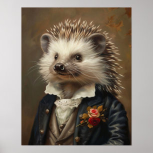 Victorian Animal Portrait, Dressed Royal Hedgehog Poster