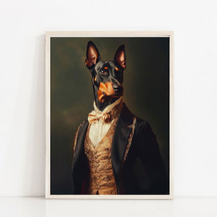 Victorian Animal Portrait, Royal Doberman Painting Poster
