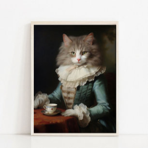 Victorian Animal Portrait, Royal Lady Cat Vintage Poster