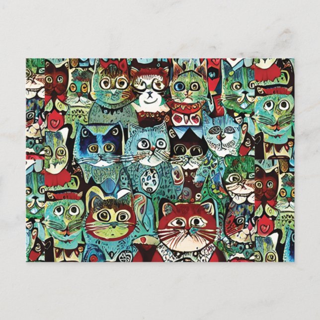 Victorian Anthropomorphic Cats In Earthy Colours Postcard (Front)