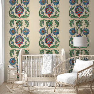 Victorian Arab Decor Blue Green Red Wallpaper