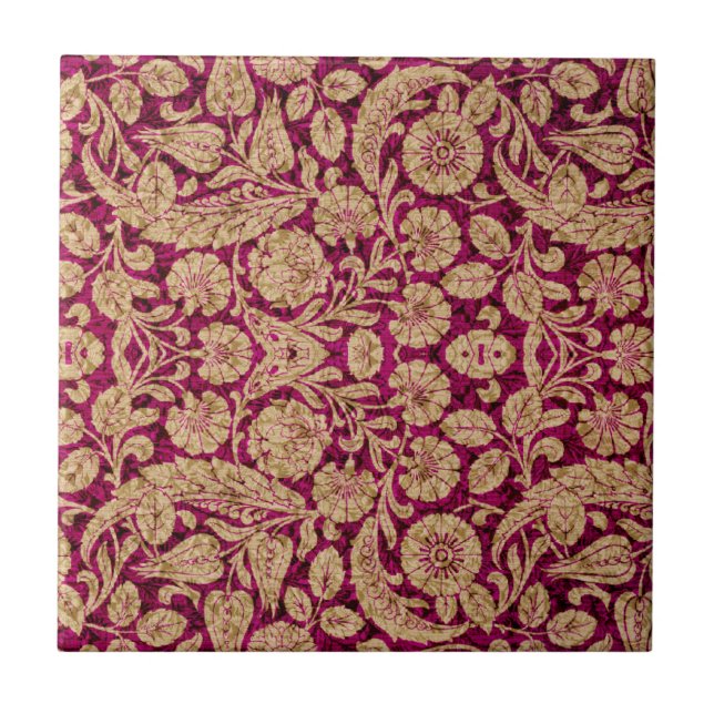 Victorian Arabesque, CANTARA - Burgundy & Tan Tile (Front)