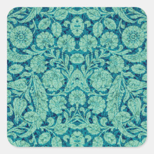 Victorian Arabesque, CANTARA in Teal & Aqua Square Sticker