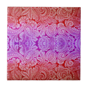 Victorian Arabesque, HALYDON in Red & Purple Tile
