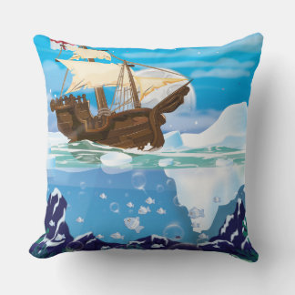 Victorian Arctic Ship exploring Cushion
