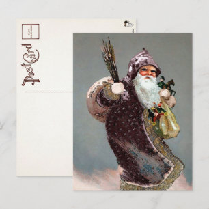 Victorian Armed Santa Postcard