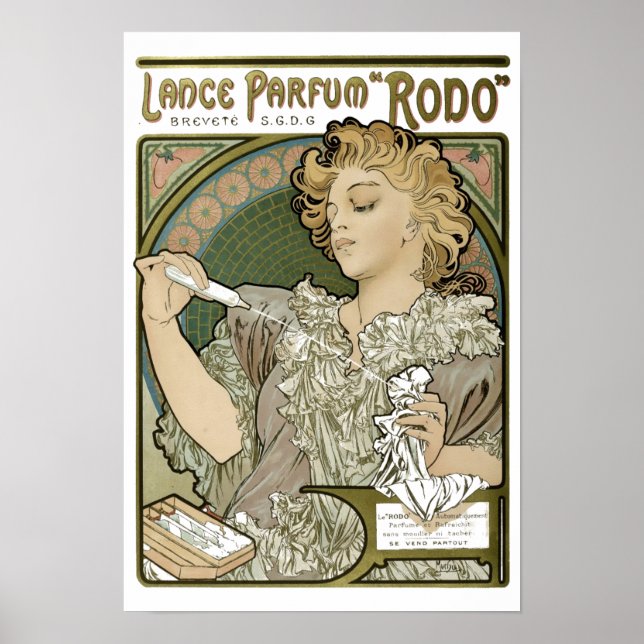 Victorian Art Nouveau Alphonse Mucha Perfume Ad Poster (Front)