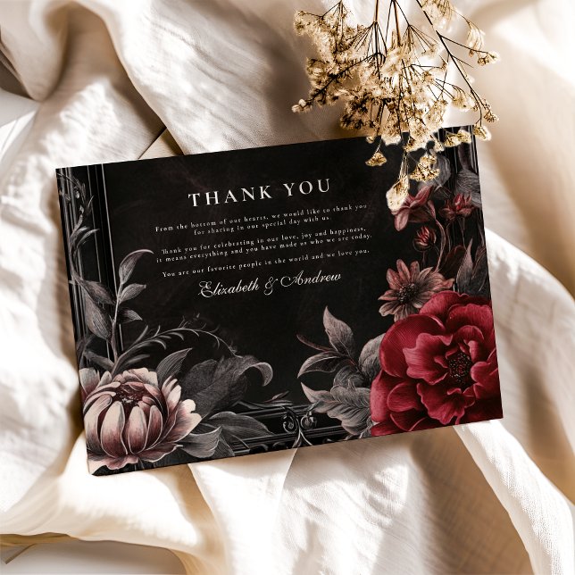 Victorian Art Nouveau Floral Wedding  Thank You Card (Creator Uploaded)