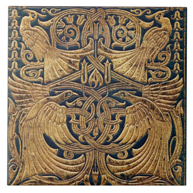 Victorian Art Nouveau Peacock Book Cover Tile (Front)
