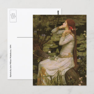 Victorian Art, Ophelia by the Pond by Waterhouse Postcard
