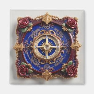 Victorian Art Sundial Clock Geometric Colourful Magnet