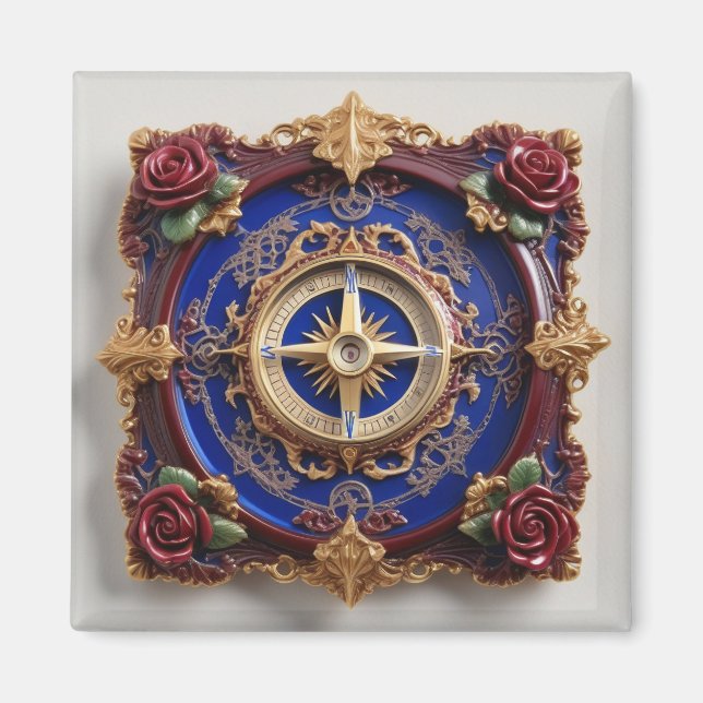 Victorian Art Sundial Clock Geometric Colourful Magnet (Front)