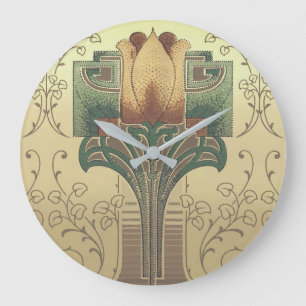 Victorian arts and crafts flower large clock