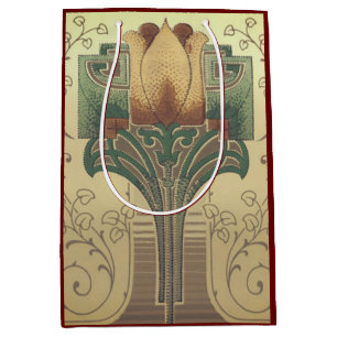 Victorian arts and crafts flower medium gift bag