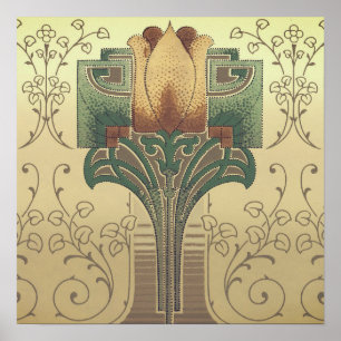 Victorian arts and crafts flower poster