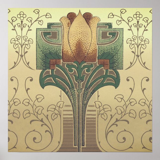 Victorian arts and crafts flower poster (Front)