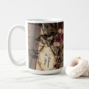 Victorian Autumn Window Lace Curtains Roses Art Coffee Mug