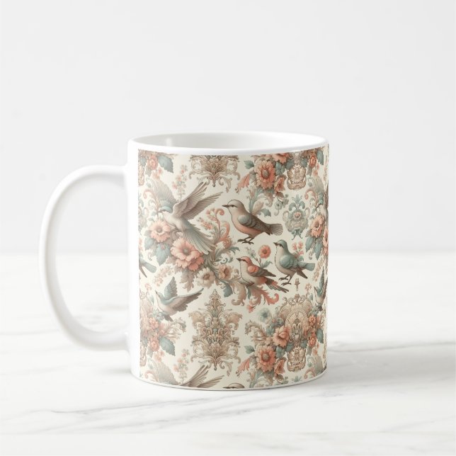 Victorian Aviary: A Pastel Garden Coffee Mug (Left)