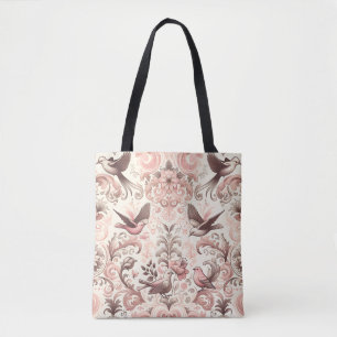 Victorian Aviary: A Pastel Pink Garden Tote Bag