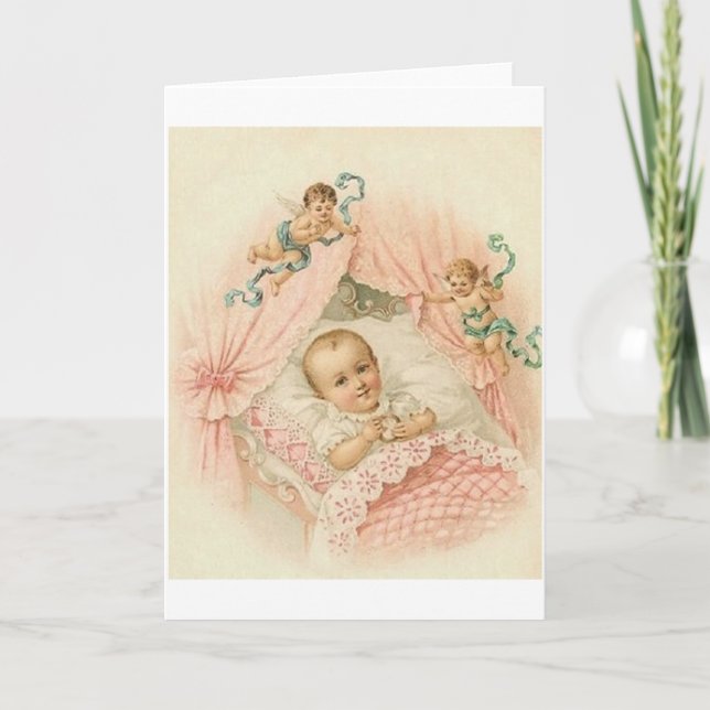 Victorian Baby And Angels Greeting Card (Front)