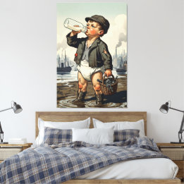 Victorian Baby Framed Art Funny Mudlark Theme Canvas Print