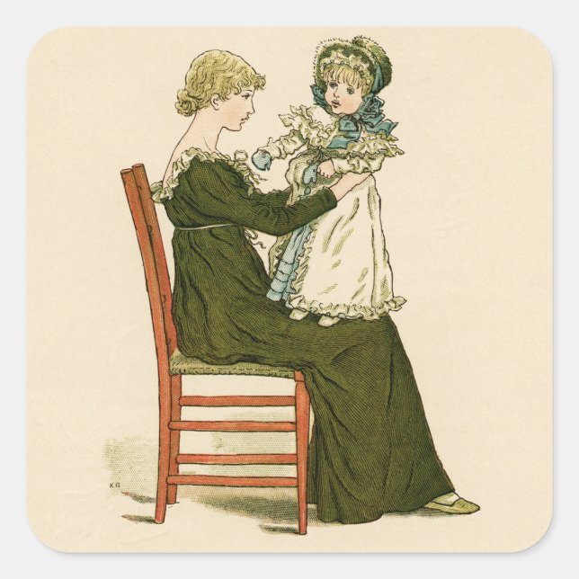 Victorian Baby Greenaway Mother Square Sticker (Front)