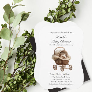 Victorian Baby Hedgehog Baby Shower  Invitation