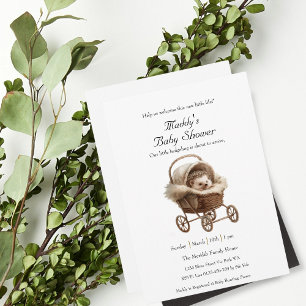 Victorian Baby Hedgehog Baby Shower Invitation