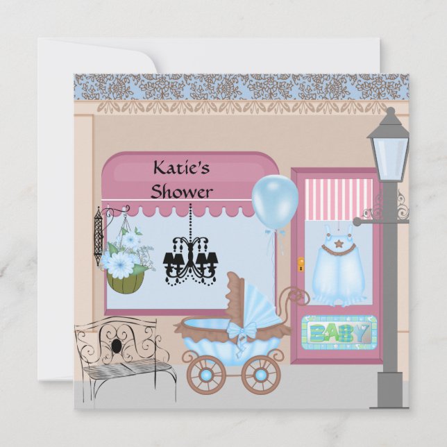 Victorian Baby Shower Invitation for Boy (Front)