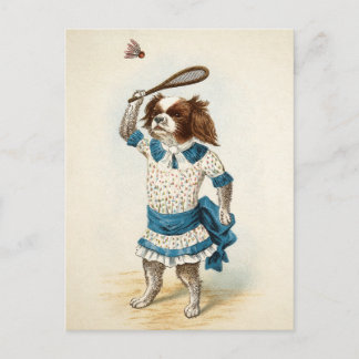 Victorian Badminton Dog Postcard